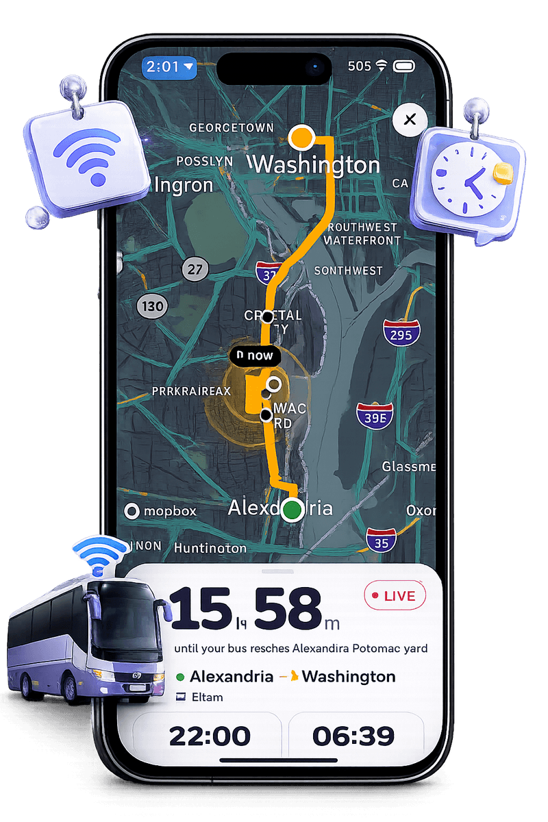 Live bus tracking — Zoomaa app screen